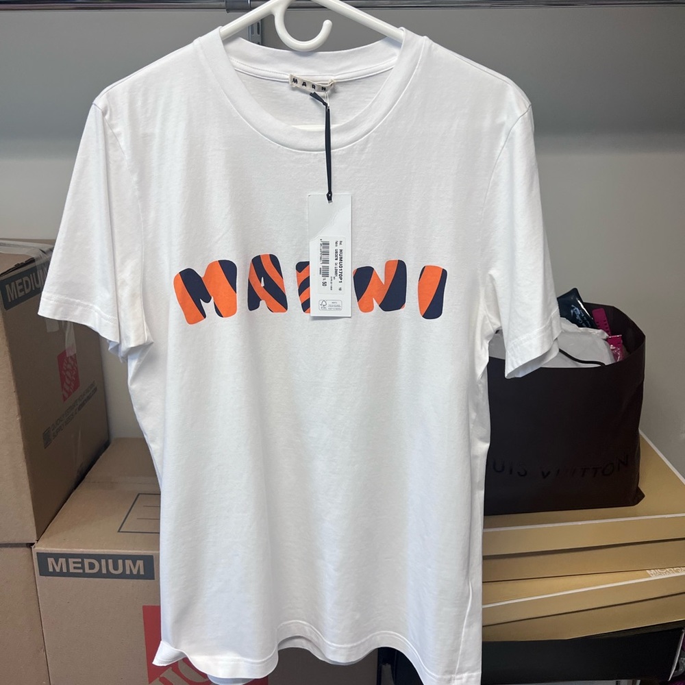 100% Authentic Mens Marni Stripe Logo Shirt